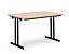 Table pliante à plateau extra-large - hauteur 720 mm - 1200 x 800 mm, piétement noir, plateau façon érable