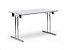 Table pliante - piétement double T en tube d'acier avec semelles droites - largeur 1200 mm, gris clair