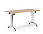 Table pliante - piétement double T en tube d'acier avec semelles courbées - largeur 1200 mm, gris clair
