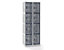 Lochblechspind - Abteil 300 mm, 8 Fächer, für Vorhängeschloss, Türen basaltgrau