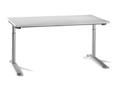 Image of fm büromöbel Schreibtisch mit C-Fußgestell - höhenverstellbar 650 – 850 mm Breite 1600 mm lichtgrau