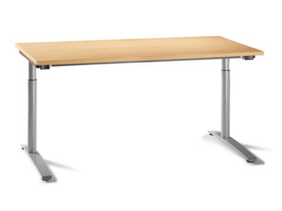 Image of fm büromöbel Schreibtisch mit C-Fußgestell - höhenverstellbar 650 – 850 mm Breite 1600 mm Dekor Buche