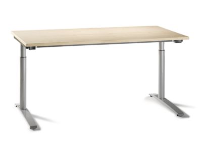 Image of fm büromöbel Schreibtisch mit C-Fußgestell - höhenverstellbar 650 – 850 mm Breite 1600 mm Dekor Ahorn