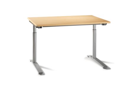 Image of fm büromöbel Schreibtisch mit C-Fußgestell - höhenverstellbar 650 – 850 mm Breite 1200 mm Dekor Buche