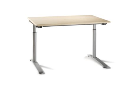 Image of fm büromöbel Schreibtisch mit C-Fußgestell - höhenverstellbar 650 – 850 mm Breite 1200 mm Dekor Ahorn