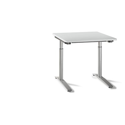 Schreibtisch mit C-Fußgestell - höhenverstellbar 650 – 850 mm, Breite 800 mm, lichtgrau