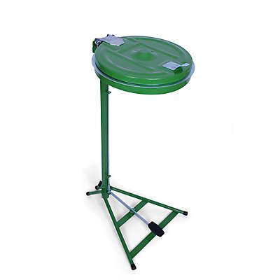 Abfallsackhalter für 120-l-Sack - Pedal-Standgestell - grün, Stahldeckel