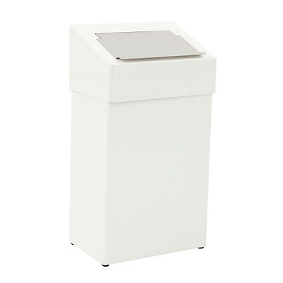 Collecteur de déchets avec couvercle de discrétion, capacité 18 l, blanc