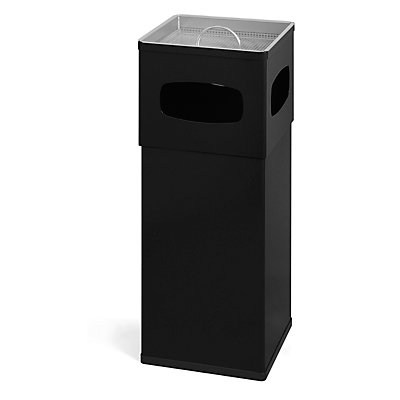 Combiné cendrier-poubelle en aluminium, l x p 300 x 300 mm, noir