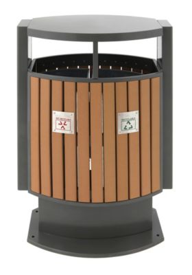 Image of Abfallbehälter Holz-Optik HxBxT 1000 x 400 x 700 mm Inhalt 2 x 39 l