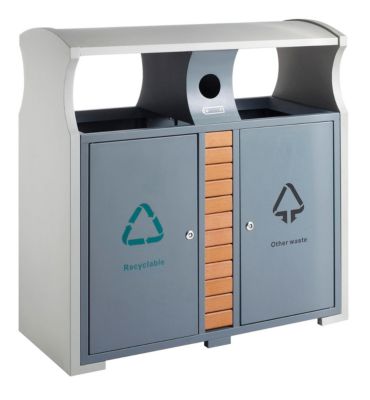 Image of Recycling-Abfallbehälter für Außen HxBxT 1000 x 400 x 1000 mm Inhalt 2 x 39 l