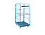 RIMO Rollbehälter mit Gitterwänden - Kunststoff-Rollplatte, 3-seitig - Gitter blau verzinkt