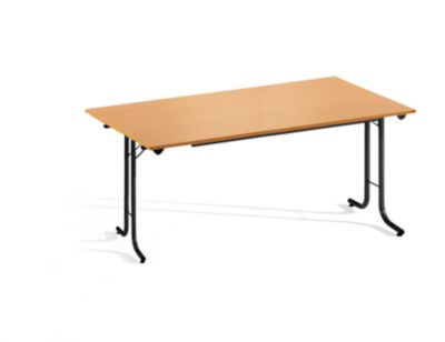 Sodematub Klapptisch, mit abgerundeten Kanten - Rundrohr-Gestell, Plattenform rechteckig - 1200 x 700 mm, Gestell alufarben, Platte lichtgrau
