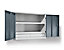 Werkstatt-Hängeschrank, HxBxT 600 x 800 x 320 mm, Vollblechtüren, mit 2 Fachböden, enzianblau RAL 5010 