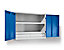 QUIPO Werkstatt-Hängeschrank, HxBxT 600 x 800 x 320 mm, Vollblechtüren, mit 2 Fachböden, enzianblau RAL 5010 