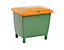 Rechteckbehälter - mit anscharniertem Deckel - Inhalt 210 l, Behälter grün, Deckel orange