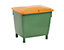 Rechteckbehälter - mit anscharniertem Deckel - Inhalt 210 l, Behälter grün, Deckel orange