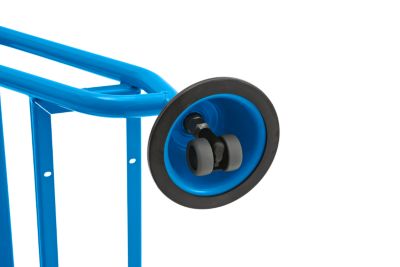EUROKRAFT Mobile Stehleiter mit Plattform, 5 Stufen, mit Geländer, Siebdruckplatte 