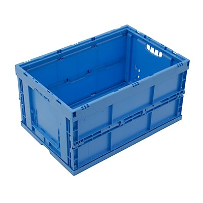 Faltbox aus Polypropylen, Inhalt 65 l, Ausführung geschlossen blau, ohne Deckel, stapelbar