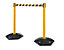 Gurtabsperrpfosten, VE 2 Stk - für Außenanwendung, Bandauszug 3700 mm, 4-Wege-System, Gurt gelb / schwarz
