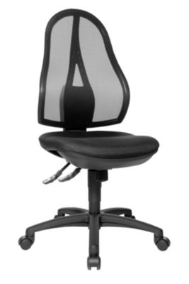 Topstar Siège de bureau, mécanisme synchrone et assise ergonomique - sans accoudoirs, dossier en résille noire - habillage bleu roi