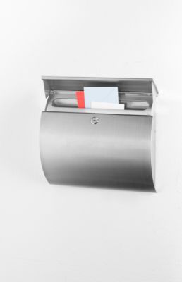 Briefkasten, abgerundet, HxBxT 327 x 375 x 117 mm, Edelstahl 