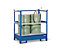 EUROKRAFTpro Fass-Auffangwanne für Transport und Lagerung, Rücken- und Seiten-Stahlrahmen offen, nicht stapelbar, für 2 Fässer, blau 