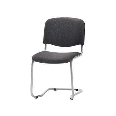 Chaise empilable à piétement luge - dossier rembourré, piétement coloris aluminium - habillage noir, lot de 2