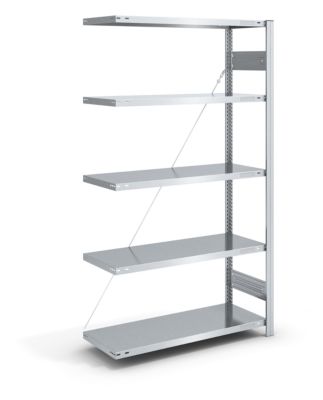 EUROKRAFT Rayonnage emboîtable de stockage galvanisé, version légère - hauteur rayonnage 2000 mm - rayonnage additionnel, largeur x profondeur 1000 x 300 mm