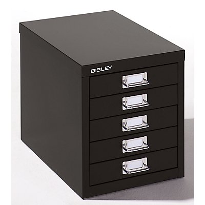 Bisley Schubladenschrank - 5 Schubladen für Format DIN A4 - tiefschwarz | H125NL-AT5