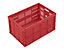 WALTHER Faltbox aus Polypropylen - Inhalt 60 l, ohne Deckel - rot, Ausführung durchbrochen