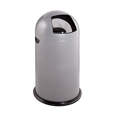 VAR Push-Abfallsammler - aus Stahlblech, Volumen 40 Liter - silber