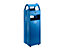 Collecteur de déchets avec cendrier et toit de protection - capacité poubelle 35 l, capacité cendrier 5 l - bleu gentiane RAL 5010