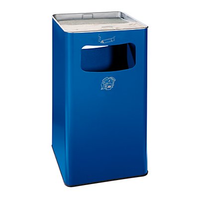 Combiné cendrier-poubelle avec cendrier à remplir de sable - h x l x p 755 x 430 x 430 mm - bleu gentiane