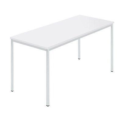 Tables rectangulaires, tube carré, 1400 x 700 mm blanc / gris