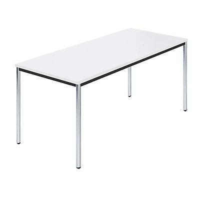 Table rectangulaire en tube rond chromé, 1600 x 800 mm blanc