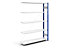 EUROKRAFT Rayonnage emboîtable à montants bleus - h x l 2000 x 1300 mm, tablette gris clair - rayonnage additionnel, profondeur 400 mm