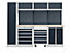 Mobilier d'atelier complet avec servante d'atelier et armoire haute à portes battantes - LxP 2606 x 460 mm