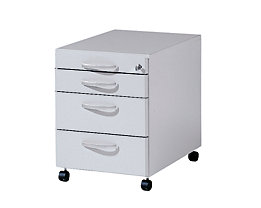 BASIC-II Caisson roulant - avec 1 tirette plumier et 3 tiroirs, profondeur 800 mm