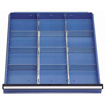 Kit de compartimentation pour tiroirs - 2 séparations longitudinales et 9 transversales - hauteur tiroirs 90 + 120 mm