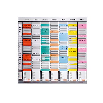 LEITZ T-Kartenplaner, Wochenplaner - 7 Module mit je 24 Schlitzen - mit 800 T-Karten in 8 Farben