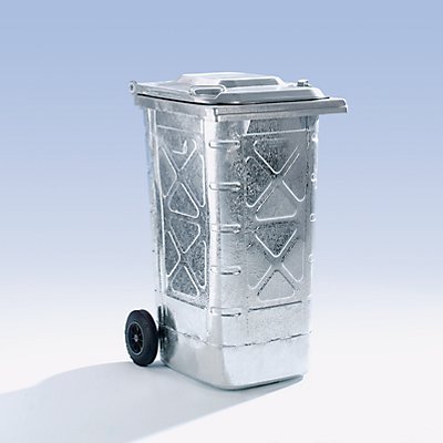 Conteneur à déchets en tôle d'acier galvanisée à chaud - conforme à la norme DIN EN 840, mobile
