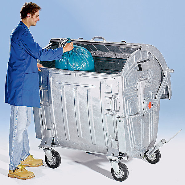 Image of Müllgroßbehälter verzinkt - Volumen 1100 l - mit Kindersicherung fahrbar ab 5 Stk