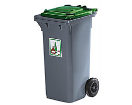 Conteneur à déchets en plastique conforme à la norme DIN EN 840 - capacité 80 l, gris