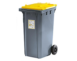 Conteneur à déchets en plastique conforme à la norme DIN EN 840 - capacité 240 l, gris