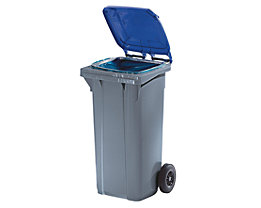 Conteneur à déchets en plastique conforme à la norme DIN EN 840 - capacité 120 l, gris