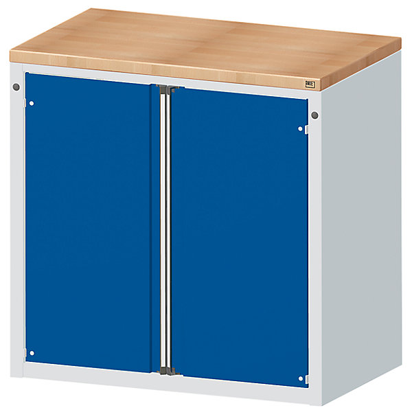 Image of ANKE Material- und Werkzeugausgabetheke - 2 Türen 2 Fachböden grau / blau