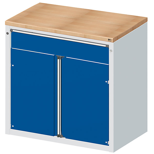 Image of ANKE Material- und Werkzeugausgabetheke - 1 Schublade 2 Türen 1 Fachboden grau / blau