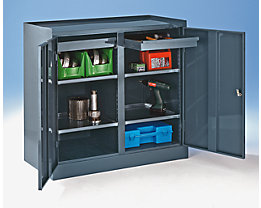 Armoire à outils - avec paroi médiane, 2 tiroirs, 4 tablettes