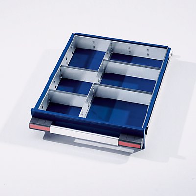 Kit de compartimentation pour tiroirs - 1 séparateur, 4 séparateurs amovibles - pour hauteur tiroirs 60 + 90 mm